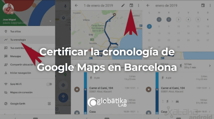 Certificar la cronología de Google Maps